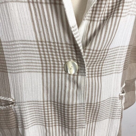 Vintage 80s Toni Garment For CC Magic Jacket Womens Medium Beige Plaid Oversize - Picture 8 of 11